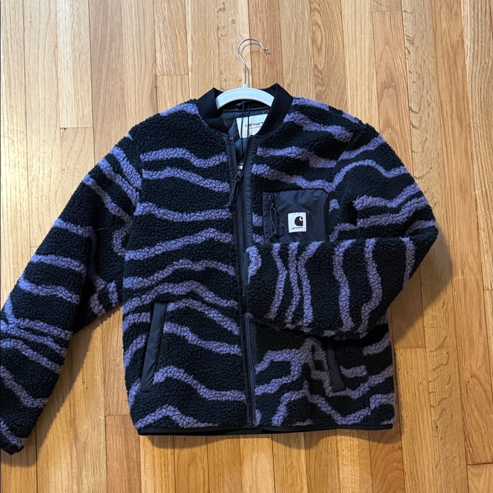Carhartt Black with Purple Striped Sherpa Zip Jacket